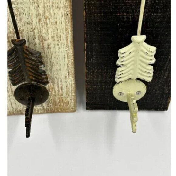 Wooden Arrow Sign Brown Rustic Coat Wood Plaque Hooks Hang Keys Wall Art Decor - Picture 6 of 10